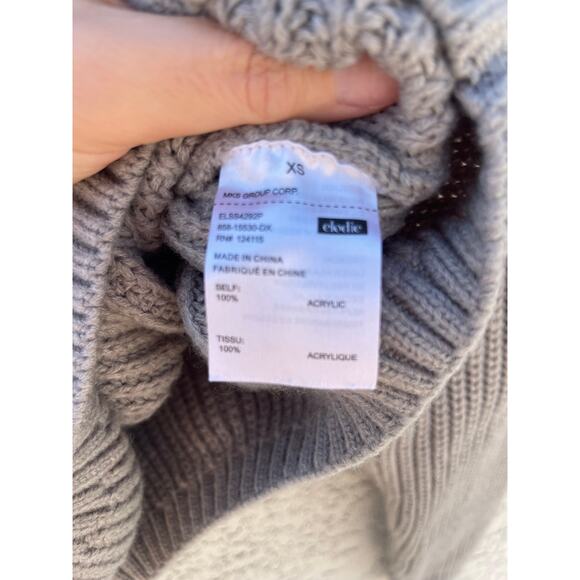 ELODIE GREY CHUNKY KNIT CROPPED CREW NECK SWEATER - XS - Picture 6 of 7